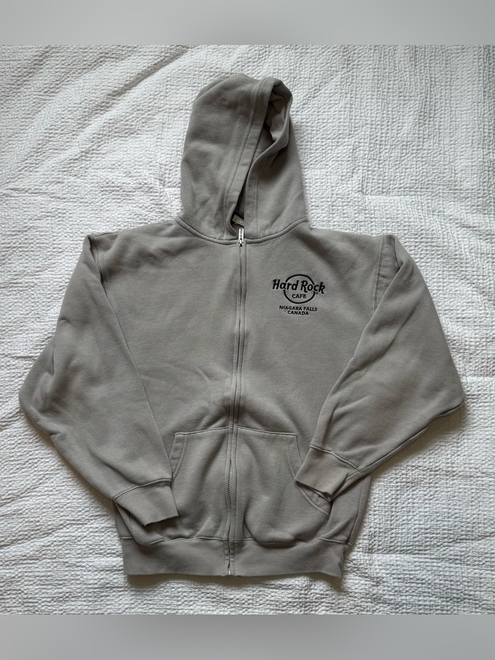 Hard Rock Cafe Light Gray Hoodie with Black Logo